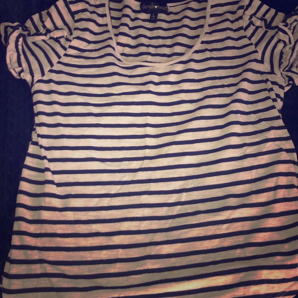 Striped ruffle sleeve shirt